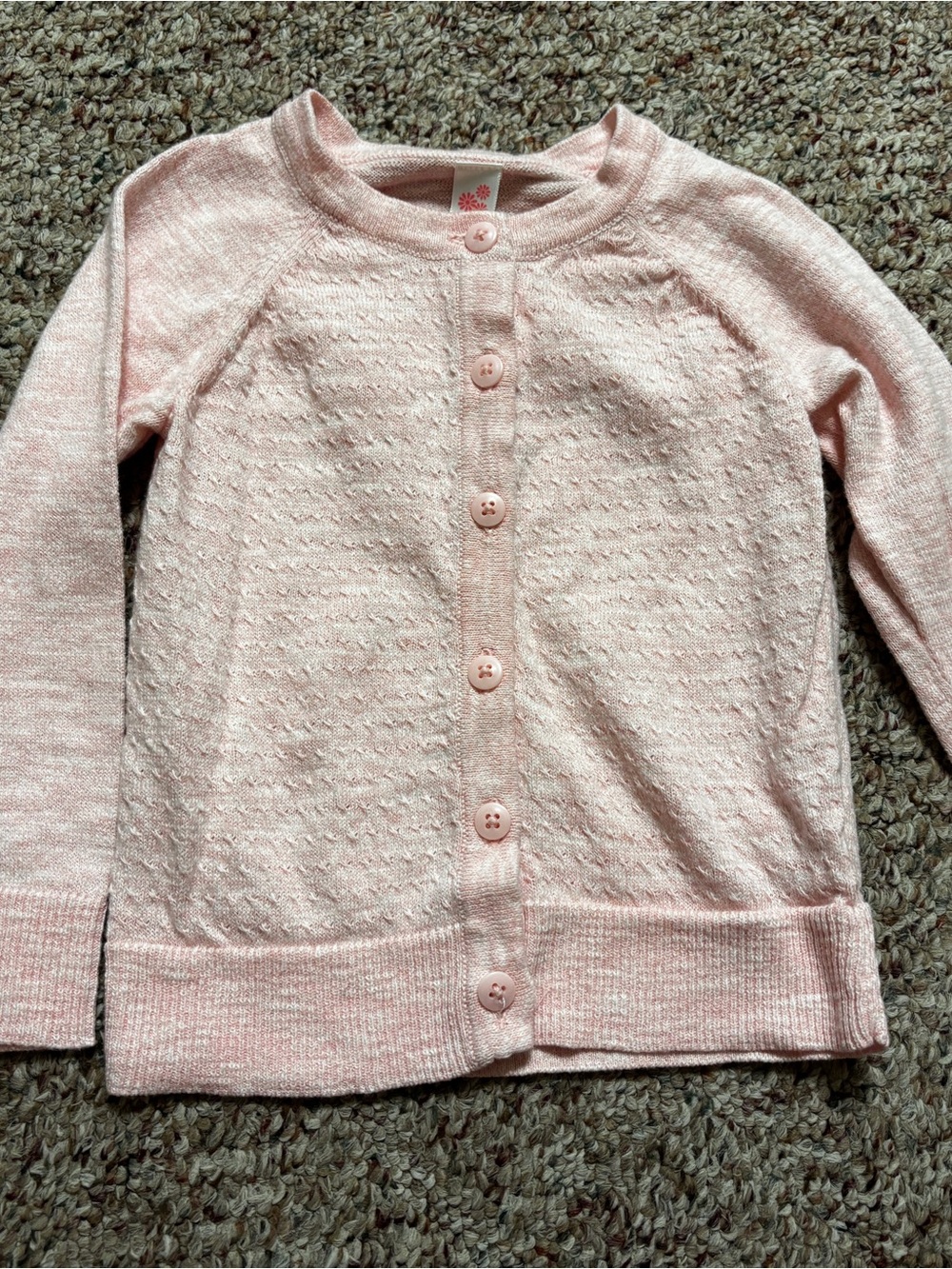 Girls Light Pink Button-Up Cardigan